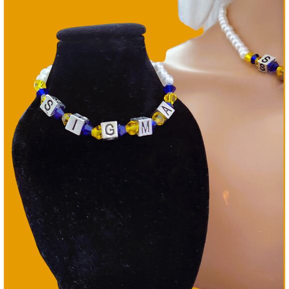 Sigma Gamma Rho Jewelry Set Blue, Gold and White - Picture 3 of 8
